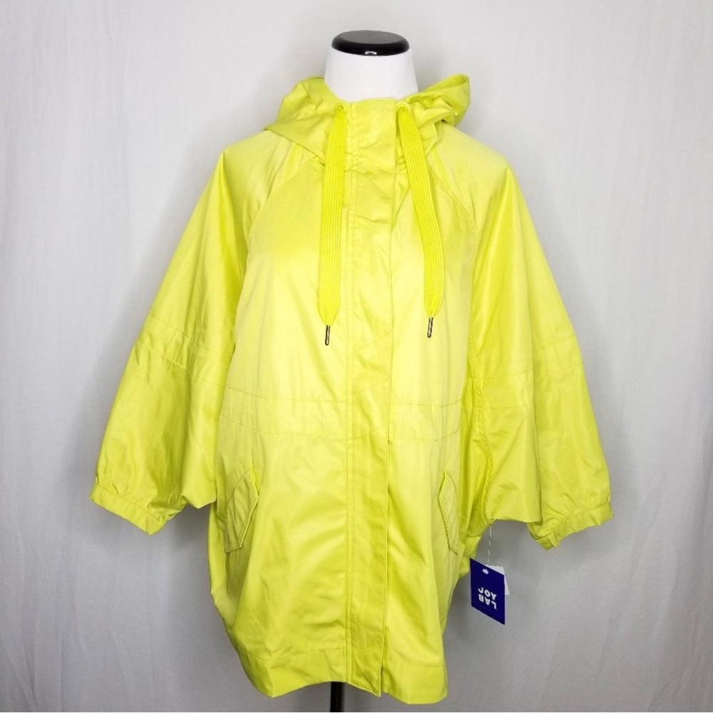 JoyLab Yellow Zip-Up Windbreaker Water Resistant Poncho Size Small NEW - Picture 2 of 7
